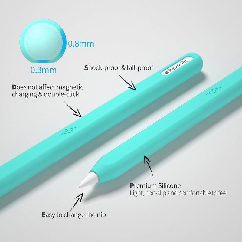 AKSHFETH Ultra Thin Protective Pencil Cover for Apple Pencil Pro &Apple Pencil 2nd Gen Silicone Case Sleeve Compatible with Apple Pencil Pro (Mint) - Image 3